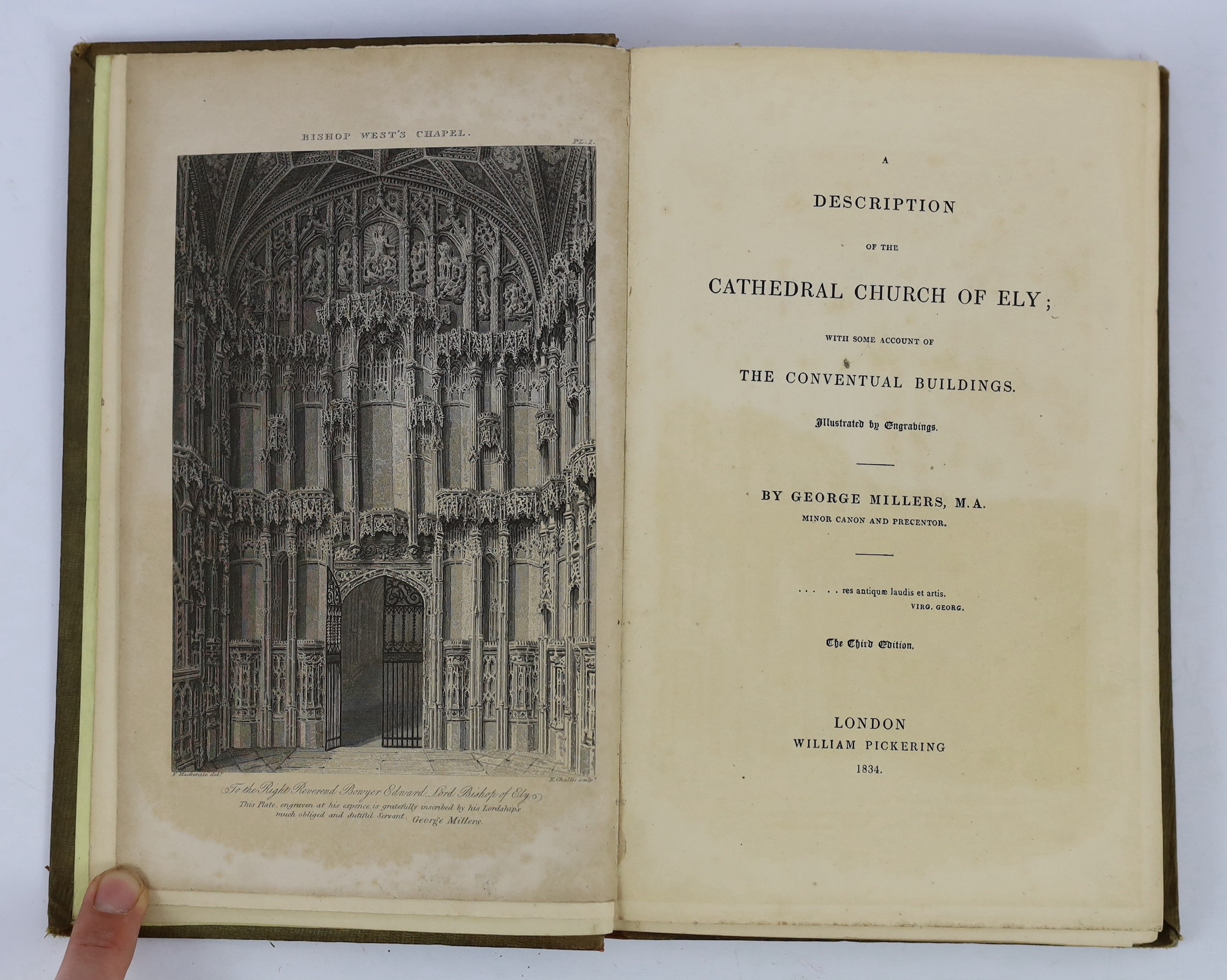 CAMBS: Millers, George - A Description of the Cathedral Church of Ely; with some account of the Coventual Buildings. 3rd edition. 17 plates and a plan; original blind-decorated cloth.